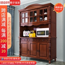 Full solid wood dining side cabinet Large size American wine cabinet One wall Simple European living room locker High cabinet