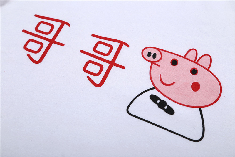 Pig Peggy cha mẹ và con tải trẻ em chị em đóng gói cotton ngắn tay t-shirt brother brother cha mẹ từ bi mùa hè