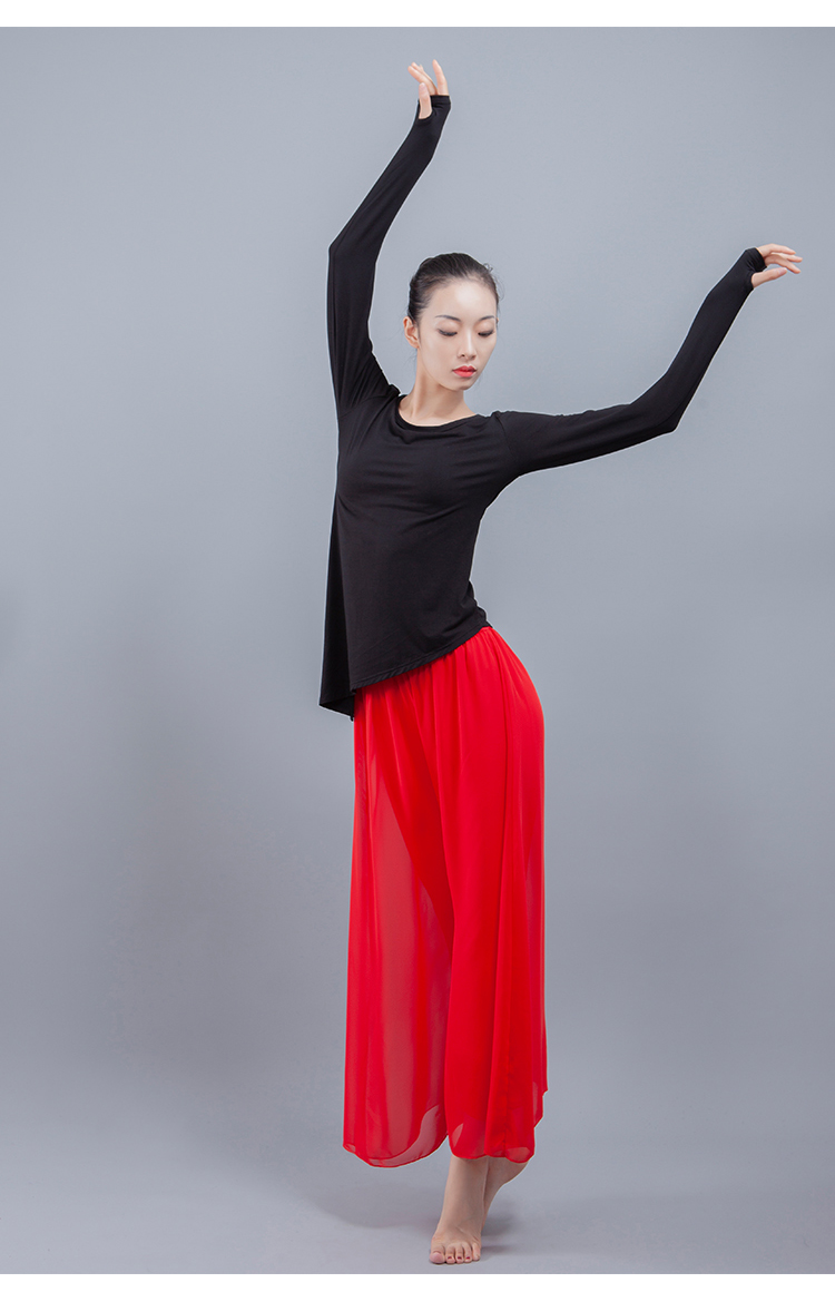 Khiêu vũ quần áo nữ dài tay ngón tay cái khóa tách áo hiện đại nhảy jazz khiêu vũ trang phục yoga quần áo phong cách mới - Khiêu vũ / Thể dục nhịp điệu / Thể dục dụng cụ giày khiêu vũ cao cấp