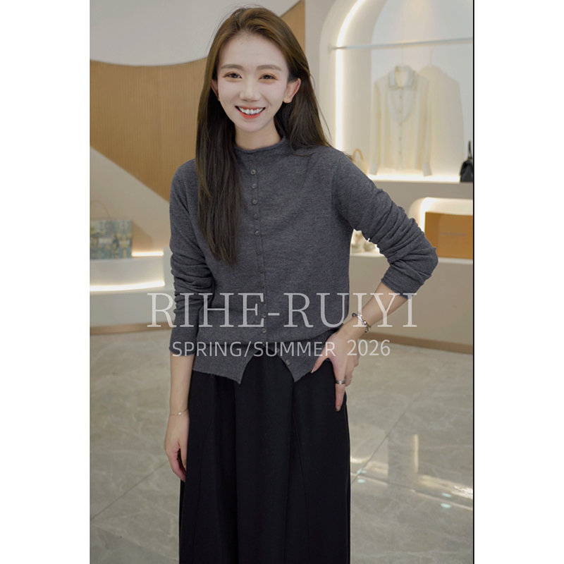 Rh【Nuomi Tuanzi】Retro Style Casual Stand-Up Collar Rolled-Edge Fine-Spun Wool Long-Sleeved Pullover Sweater X8825 Rh【Nuomi Tuanzi】Retro Style Casual Stand-Up Collar Rolled-Edge Fine-Spun Wool Long-Sleeved Pullover Sweater X8825
