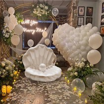 Pearl shell floating drain water floating mat floating bed inflatable Mount swimming ring creative birthday decoration scene layout