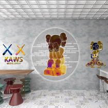 Net Red Cartoon Violent Bear Integrated Wall Board KTV Hairdresdist Cement wood and wood fiber protective wall panel car repair shop
