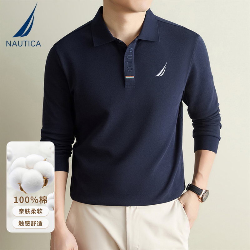 Nautica/Notica Men's Clothing 2026 Autumn and Winter High-Quality Long-Staple Cotton Lapel Polo Shirt Business Casual Top