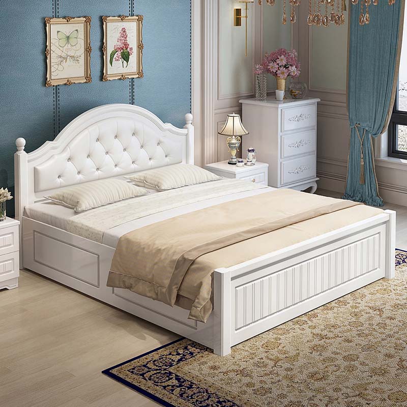 Bed modern minimalist high box storage bed boy girl children's bed single bed 1 5m soft bag soft leaning solid wood bed