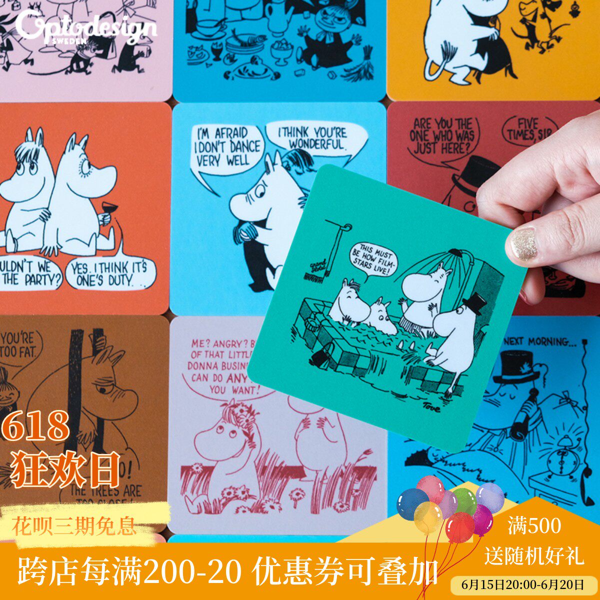 Swedish Import Optodessign Cartoon Mmin Cartoon Moomin Wooden Cup Mat Mark Cup Mats Home Insulation Mat