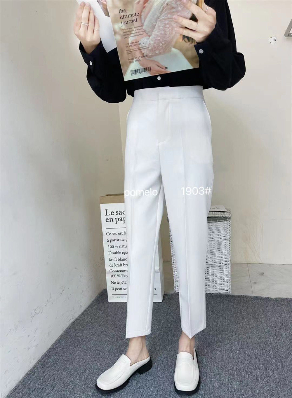 West Teak Pomelo 100 Hitch Smoke Pipe Pants High Waist West Dress Pants Lady Spring 2022 New 90% Casual Straight Drum Pants 1903