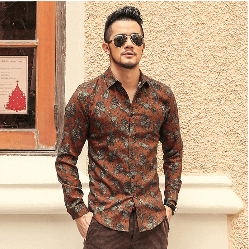 Autumn New Arrival Floral Print Long-Sleeved Shirt Slim Fit Men's Floral Shirt Trendy Autumn New Arrival Floral Print Long-Sleeved Shirt Slim Fit Men's Floral Shirt Trendy