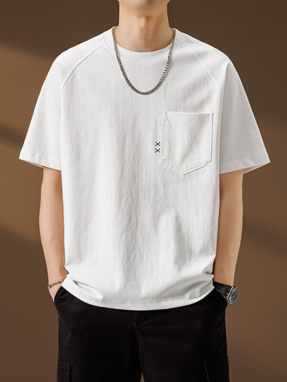 Trendy Short-Sleeve T-Shirt for Men with Pocket Design, Summer 2025 New Style, Cool Silk Sorona Half-Sleeve Tee