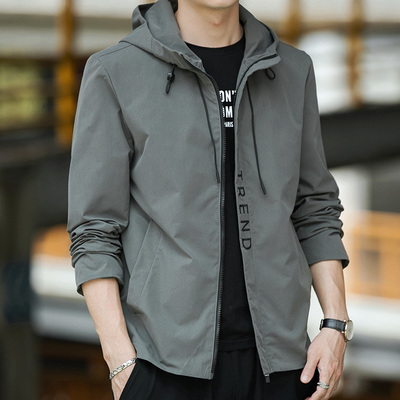 春秋薄款宽松韩版工装夹克外套男