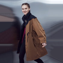 TIFFAFit TIFFA Fit Spring overweight black and brown color profile can be closed waist hooded casual trench coat