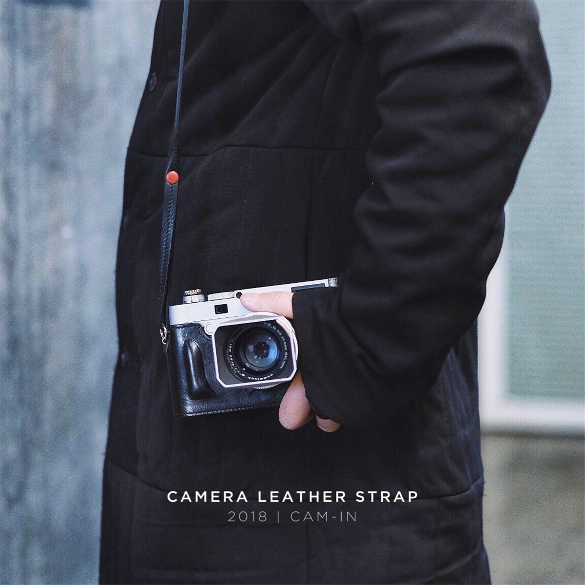 cam-in 2018 new italian original plant Plant Tanning Cow Leather Professional Camera Hug bag round hole connector LCS-044