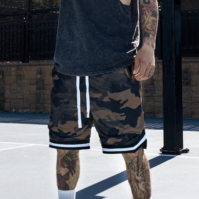 Muscle fitness shorts male ins brother training mesh breathable youth basketball loose sports casual five-point pants