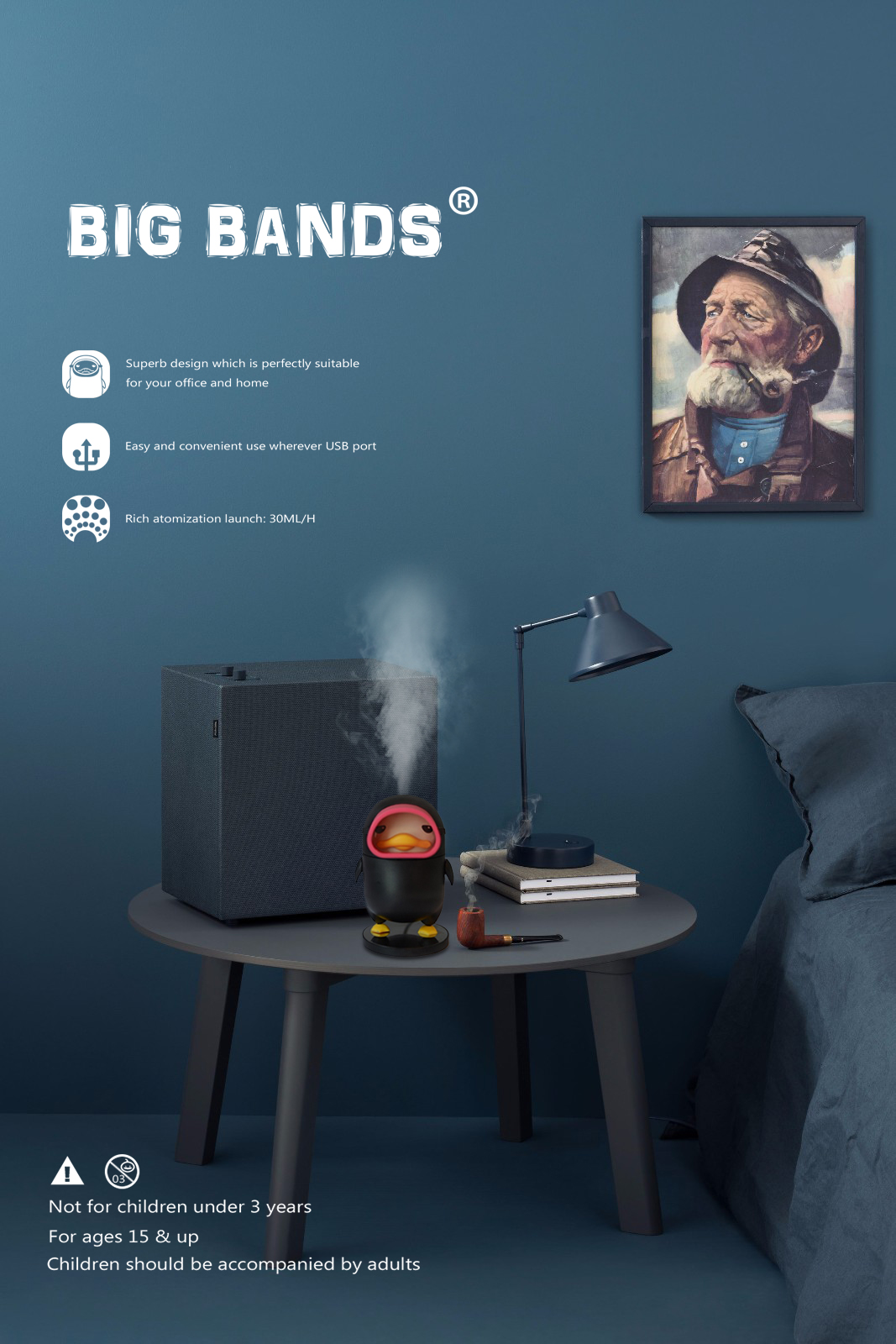 nên để máy tạo độ ẩm ở đâu Siêu dễ thương BIG BANDS lặn vịt xe phun không khí ẩm tạo hương liệu tinh dầu bàn nhà nhỏ máy phun sương tạo ẩm humidifier