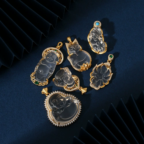 Природная руда из нефрита, Будда, белая подвеска, яшма, инкрустация камня, серебро 925 пробы