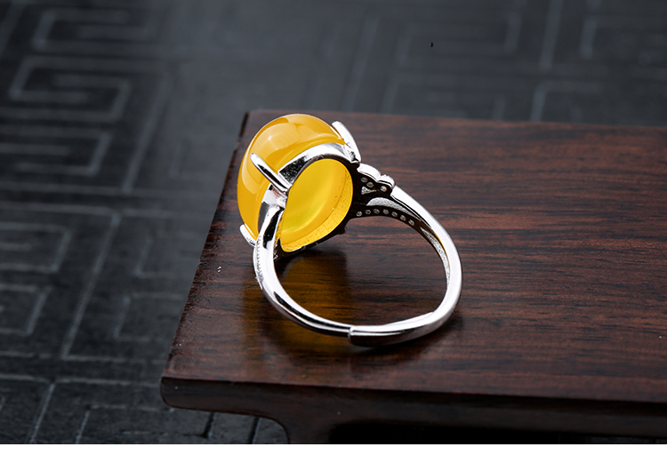 S925 sterling bạc nam nữ nhẫn hình bầu dục trống hỗ trợ phụ nữ dát sáp ong mạ vàng trắng 18K nhẫn bạc hình trứng nhẫn bạch kim