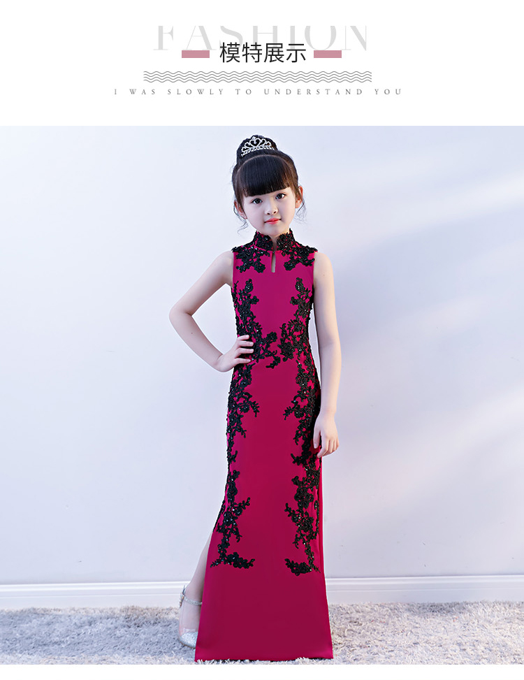 New Girls Slim Sườn xám Váy dạ hội Phong cách Trung Quốc Show Show Trang phục cho trẻ em váy công chúa cho bé