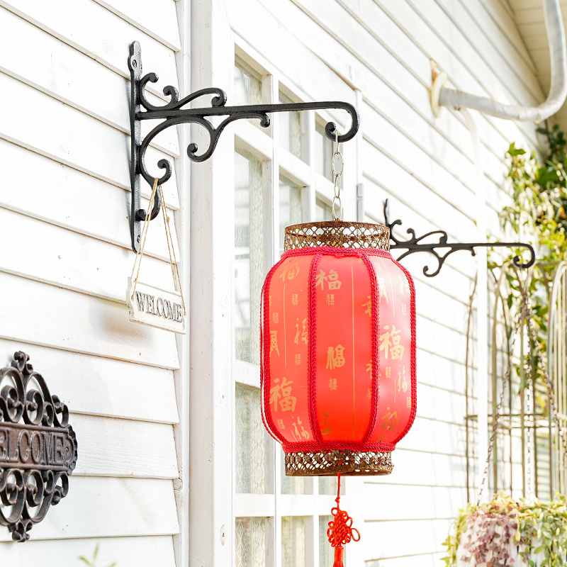 Sungmor European-Style Pastoral Cast Iron Wall Hook Outdoor Balcony Wrought Iron Hanging Basket Bracket Garden Lantern Hanger