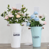 Iron flower bucket flower flower arrangement bucket flower Flower Flower Flower Flower Flower Flower creative home decoration pastoral iron vase hug bucket