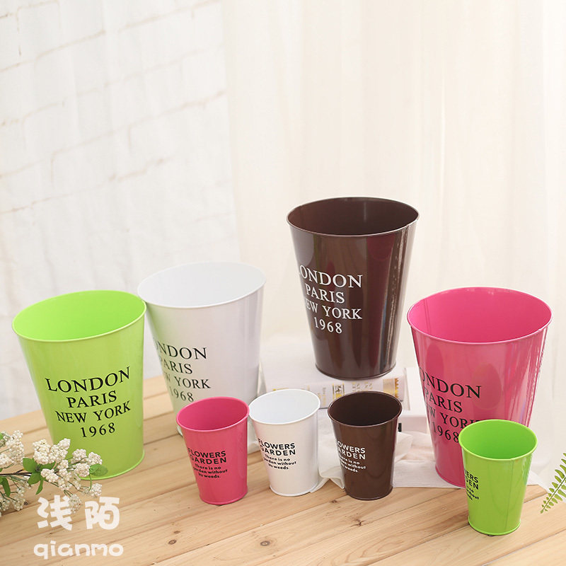 Shallow Mo pastoral retro iron bucket iron flower iron bucket flower shop decorative flower bucket Flower arrangement flower vase iron flower tube