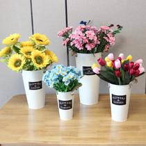 American iron flower bucket hemp rope double-eared dried flower Flower tube waterproof flower arrangement flower vase flower device floor high bucket hug bucket