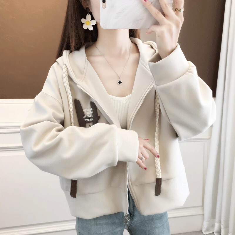 Japanese Hooded Cardigan Sweatshirt for Women, Autumn 2025 New Style, Loose Fit, Petite, Versatile, Short Top, Trendy Jacket