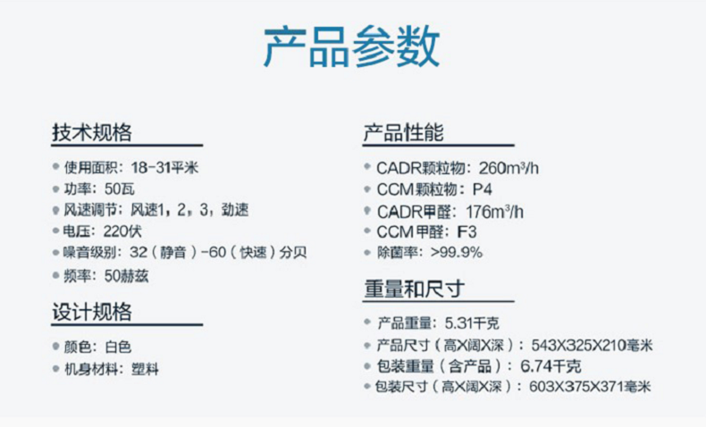飞利浦 空气净化器  CADR值甲醛甲醛CADR值 176m³/h 图4