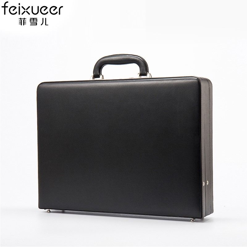 Handheld password box briefcase vintage leather business password box cash box file box toolbox computer luggage