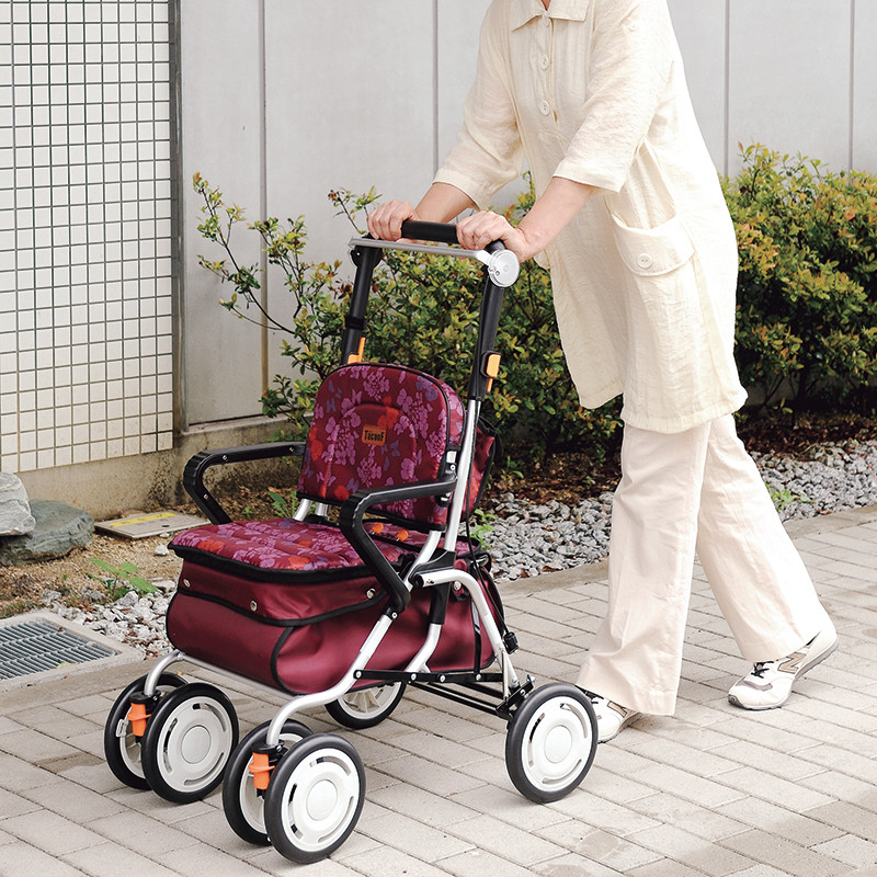 Japan extra high step elderly walker push can sit supermarket folding shopping cart Shopping cart Portable trolley