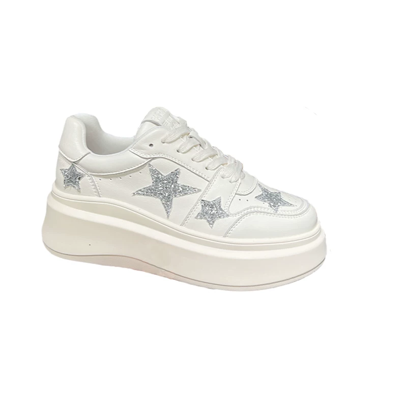 2023 new star white shoes for women Korean height-increasing platform thick-soled shoes spring and autumn genuine leather casual versatile sneakers