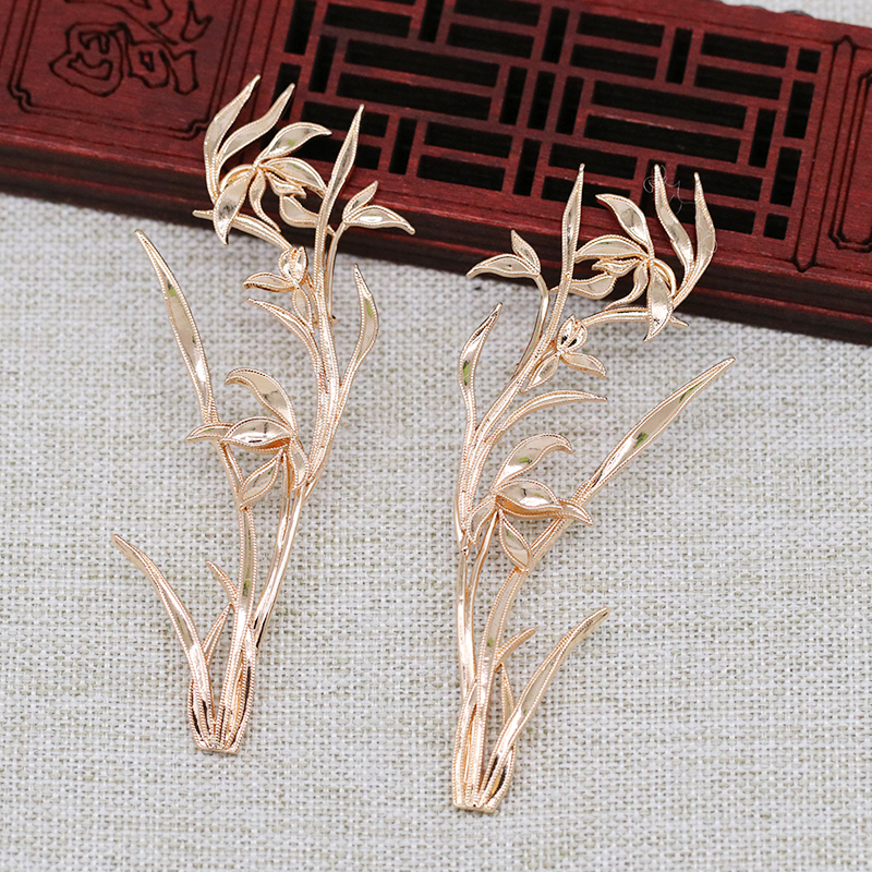 Ink Painting and Sound Art Color-Preserving Copper Gold-Plated DIY Imitation Gold Cloisonné Enamel Narcissus Flower Branch Hairpin Accessories B3699 Ink Painting and Sound Art Color-Preserving Copper Gold-Plated DIY Imitation Gold Cloisonné Enamel Narcissus Flower Branch Hairpin Accessories B3699