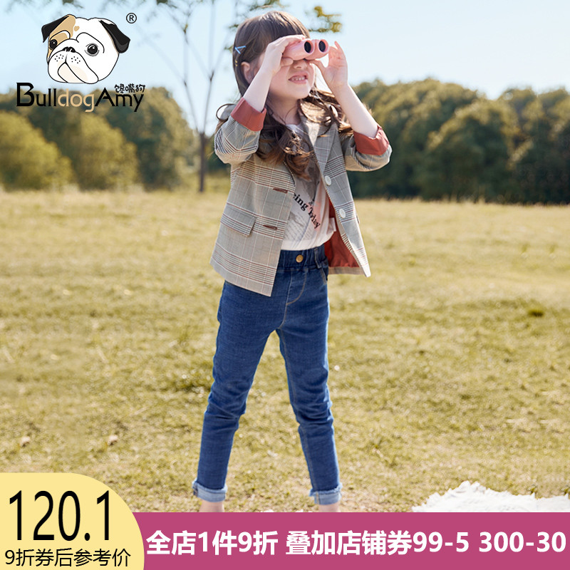 Girls Plaid Suit 2021 Autumn New style children's clothing Korean version of children's small suit coat Spring and Autumn