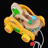 Детская деревянная интеллектуальная игрушка, детские ходунки, игрушечная машина, с медвежатами, раннее развитие, 0-1-2 лет