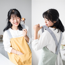 Apron womens kitchen household oil-proof waterproof work clothes cute Japanese Korean version of fashion Japanese literary painting oil painting