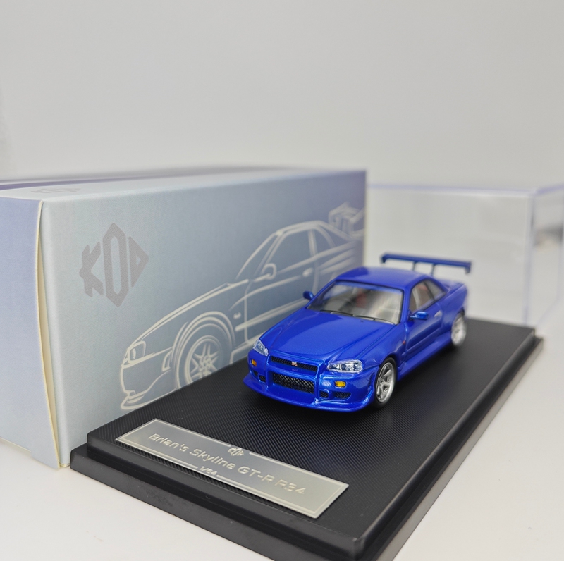 Kod × Gfcc 1/64 Nissan R34 C-West Fast and Furious 2 Painted Alloy Car Model Collectible Gift Ornament