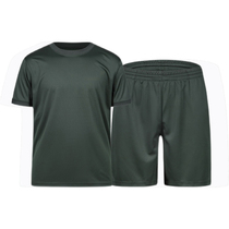 Summer air air air dry body clothing training suit male short sleeve shorts round collar speed dry t-shirt olive green