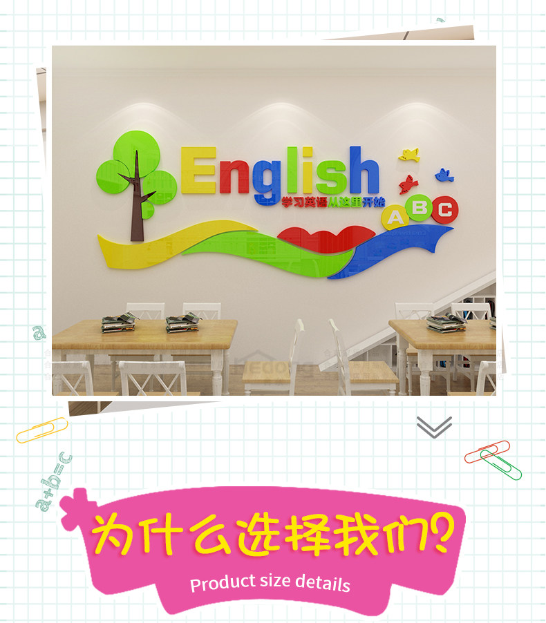 Трехмерная наклейка на стену, английский, английские буквы, 3D   