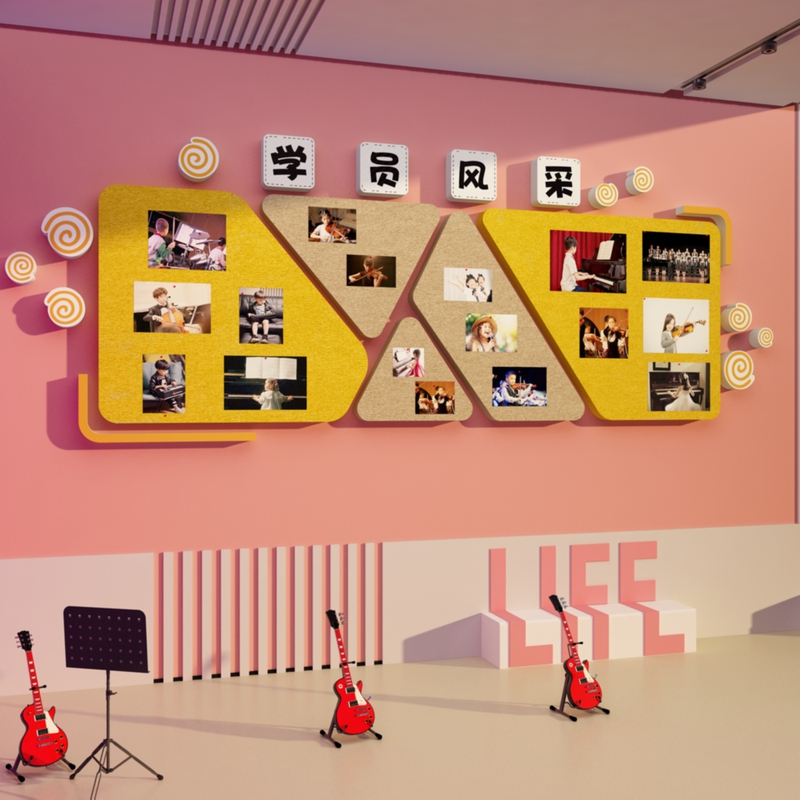 Felt Board for Showcasing Outstanding Student and Teacher Styles, Music Classroom Decoration Stickers, Photo Arrangement, Cultural Training Institution