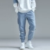 GUUKA thủy triều thương hiệu quần thể thao màu xanh nam cotton sinh viên thuần túy hip-hop khâu giày dày dày thông thường quần lỏng - Quần Jogger