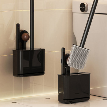 French Ziwoo Vintage-Style Suction Cup Toilet Brush Set for Home Use, No Dead Corners, Wall-Mounted Bathroom Cleaning Set