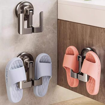 French Imported Ziwoo Suction Cup Bathroom Slipper Hanger Without Punching Wall-Mounted Door Back Hook Bathroom Storage