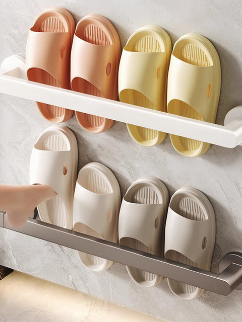 French Ziwoo Bathroom Slipper Hanger Without Punching Behind the Door Bathroom Rack Wall-Mounted Storage Artifact