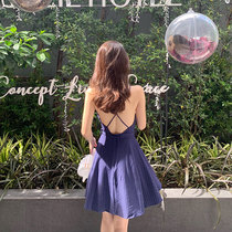 2021 new Hainan Sanya Bali suspender halter small beach skirt seaside holiday dress short section