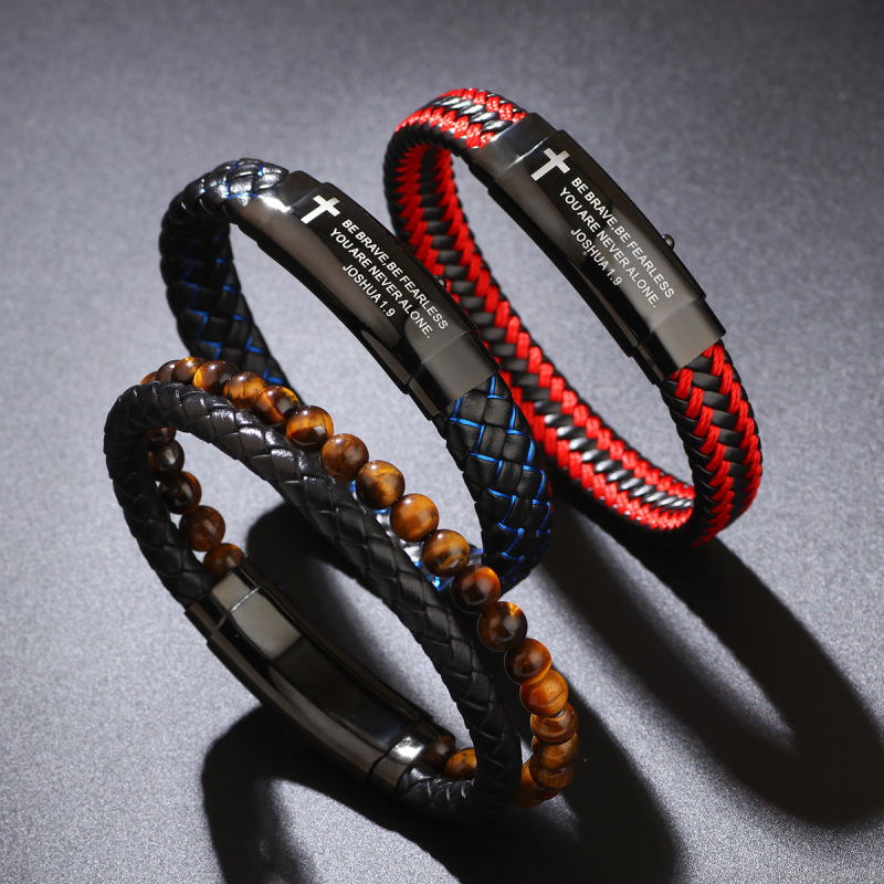 Cross-Border Best-Selling Wwjd Men's Inspirational Woven Leather Bracelet Adjustable Bracelet with Engraving Handmade Bracelet Cross-Border Best-Selling Wwjd Men's Inspirational Woven Leather Bracelet Adjustable Bracelet with Engraving Handmade Bracelet