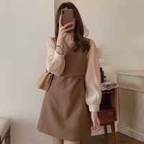 Autumn Clothing 2021 Young extravagant high-end temperament Lean Tea Hysteria Style Fried Street Black Beaten Bottom Dress Children Autumn Winter