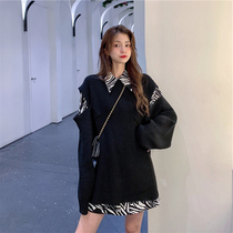 2021 small sub-autumn loaded with high winter womens dress with temperament Fried Street Sweatshirt Two Suits Womens Dresses Autumn Winter