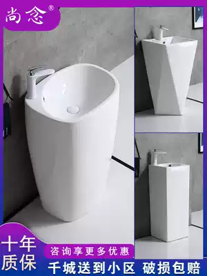 One-piece floor-standing column basin hotel balcony wash basin dressing room one-piece art Basin