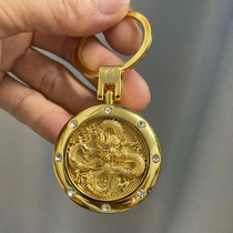 Classic Golden charging lighter creative round pendant relief Dragon personality USB cigarette lighter key ring lighter