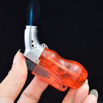 Hot Pin Gourd Styling Creative Lighter Hand Holding Type Small Straight Flush Industrial Jet Fire Machine Transparent Gas Box