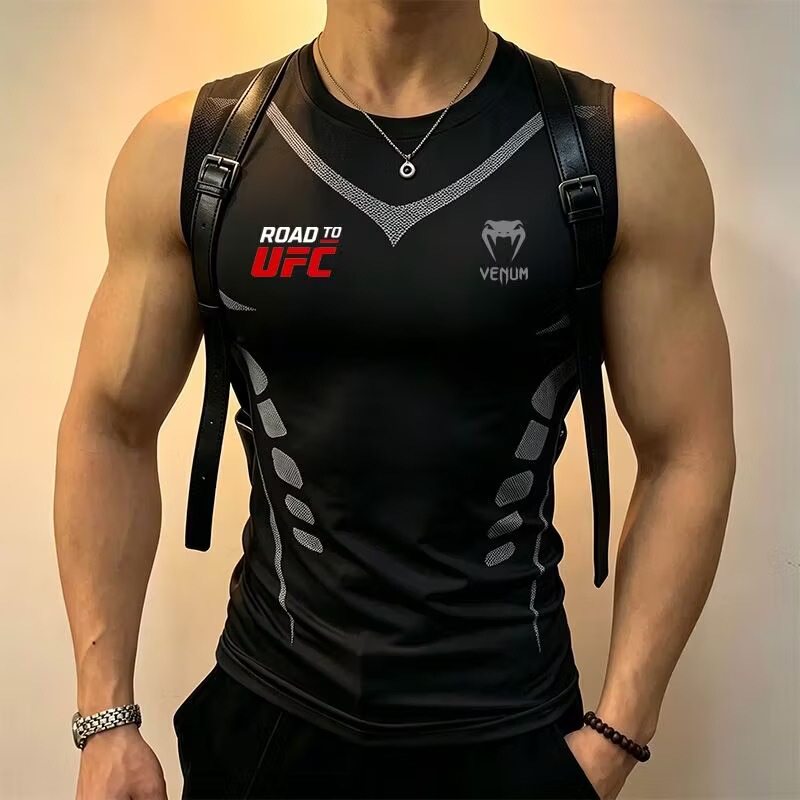 Ufc Venom American-Style Fitness Tank Top Quick-Drying Breathable Elastic Tight-Fitting Sports T-Shirt Boxing Fighting Sleeveless Vest for Men