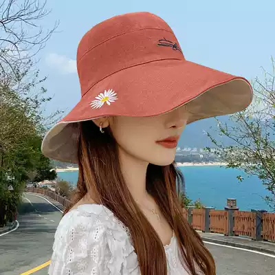 Korean version of double-sided small Daisy fisherman's hat female summer new face tide Joker Sun sunscreen hat